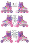 Star Rainbow Lighted Girls' Skates Silicone Wheels Adjustable Skates with Carrying Bag Pink Lilac - 6
