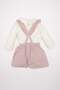 Baby Girl 2-Piece Set Baby Collar Long Sleeve T-Shirt Buttoned Salopet Dress D3681A524Au - 6