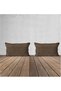 2-Piece Velvet Textured Rectangular Throw Pillow Cover Light Brown