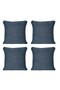 4-Piece Isle Linen Look Ribbed Throw Pillow Cover Navy Blue