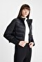 Regular Fit Short Puffer Coat Stand Collar Scuba Sleeve Detail Zipper Pocket C7536Ax24Wn - 3