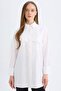 Relax Fit Shirt Collar Poplin Basic Plain Long Sleeve White Shirt Tunic D4773Ax24Au