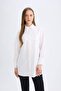Relax Fit Shirt Collar Poplin Basic Plain Long Sleeve White Shirt Tunic D4773Ax24Au - 3