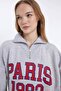 Coool Oversize Wide Fit Half Zipper Printed Thick Sweatshirt D4762Ax24Au - 8