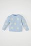 Baby Girl Blue Crew Neck Floral Knitwear Sweater C8309A524Wn
