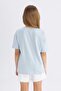 Relax Fit Crew Neck Printed Short Sleeve T-Shirt Girl Child C8462A824Au - 6