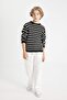 Boy's Crew Neck Striped Cotton Knitwear Sweater C2297A824Wn - 2