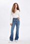Slim Flare Normal Waist Slit Long Washed Jean Pants C7621Ax24Au - 2