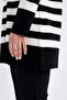 Regular Fit Crew Neck Striped Slit Long Sleeve Knitwear Sweater Tunic Z9007Az24Au - 5