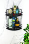 Black Double Wire Shampoo Holder with Stainless Steel Wire Hanger and Crystal Shelf Adhesive Bathroom Corner Shelf / Rack - 2