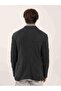 Men's Slim Fit Mono Collar Dark Gray Jacket - 4