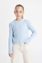 Girls' Blue Standard Fit Crew Neck Knitwear Sweater C6911A824Au