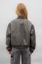 Girls' Water Repellent College Collar Zippered Double Pocket Seasonal Lightweight Faux Leather Bomber Coat Jacket - 5