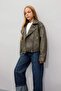 Girl's Water Repellent Jacket Collar Zippered Windproof Faux Leather Coat C4977A824Au