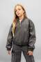 Girls' Water Repellent College Collar Zippered Double Pocket Seasonal Lightweight Faux Leather Bomber Coat Jacket