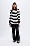 Regular Fit Crew Neck Striped Slit Long Sleeve Knitwear Sweater Tunic Z9007Az24Au - 2