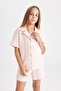 Girl's Standard Fit Short Sleeve Waffle Pajama Set with Shorts C8496A824Sm - 4