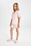 Girl's Standard Fit Short Sleeve Waffle Pajama Set with Shorts C8496A824Sm - 2