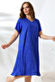 Likapa Summer Large Size Viscose V-Neck Short Sleeve Dress 2688 - 5