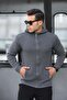 Zippered Ladder Knit Hooded Sweater Cardigan/Jacket Smoked