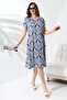 Likapa Summer Large Size Viscose V-Neck Short Sleeve Dress 2688 - 3