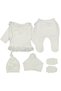 Scalloped Natural Lux 100% Cotton Newborn Baby Girl 5 Piece Hospital Discharge Bodysuit Set - 4