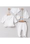 Scalloped Natural Lux 100% Cotton Newborn Baby Girl 5 Piece Hospital Discharge Bodysuit Set - 2