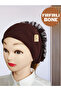 Frilly Inner Bun Bonnet Brown Cotton Combed Fabric Daily Women's Hijab Headscarf Ready Turban - 2