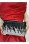 Women's Stoned Black Evening Dress Clutch Portfolio Hand Night Wedding Engagement Bag - 3