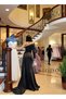 One Shoulder Stone Tailed Detail Black Color Long Glitter Crepe Evening Dress Wedding Engagement Graduation Dress - 4