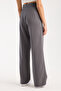 Women's Pleated Anthracite Fabric High Waist Palazzo Pants - 8