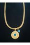 Gold Color Italian Chain Eye Figured Tarnish-Free Steel Necklace - 2
