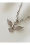 Silver Color Singapore Chain Zircon Stone Phoenix Bird Steel Necklace - 3