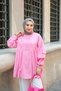 Women's Balloon Sleeve Pleated Detailed Tunic Pink