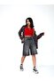 Women's Long Bermuda Denim Shorts Ripped Detailed Midi Length - 8