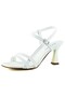 Roseline White Open Front and Back Strap Buckle Goblet Heeled Evening Dress Bridal Shoes - 2