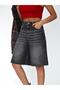 Women's Long Bermuda Denim Shorts Ripped Detailed Midi Length - 2