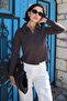 Shirt Collar Buttoned Brown Cardigan - 4