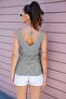 Women's Front Back V-Neck Sleeveless Strap Glitter Detailed 2-Pack Blouse BLACK-GRAY - 5