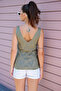 Women's Front Back V-Neck Sleeveless Strap Glitter Detailed 2-Pack Blouse KHAKI-GRAY - 5