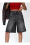 Women's Long Bermuda Denim Shorts Ripped Detailed Midi Length