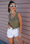 Women's Front Back V-Neck Sleeveless Strap Glitter Detailed 2-Pack Blouse KHAKI-GRAY - 2