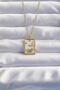 Celira Steel Chain Gold Color Moon Detail Blue Zircon Stone Tarot Necklace