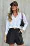 Black Pleated Women's Shorts Mg2518 - 5