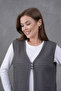 Women's Seasonal Knitted Model Three Buttons on the Front Double Pockets Mercerized Woven Classic Mother Vest