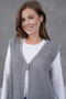 Women's Seasonal Knitted Model Three Buttons on the Front Double Pockets Mercerized Woven Classic Mother Vest - 2