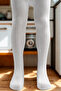 Girl's Cotton Chain Pattern Pantyhose White - 2