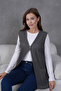 Women's Seasonal Knitted Model Three Buttons on the Front Double Pockets Mercerized Woven Classic Mother Vest - 8