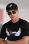 Palestine Flag, Black T-Shirt with Angel Wings - 4