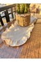Natural Raw Linen Ruffled Oval Runner 30X80 cm Vintage - 4